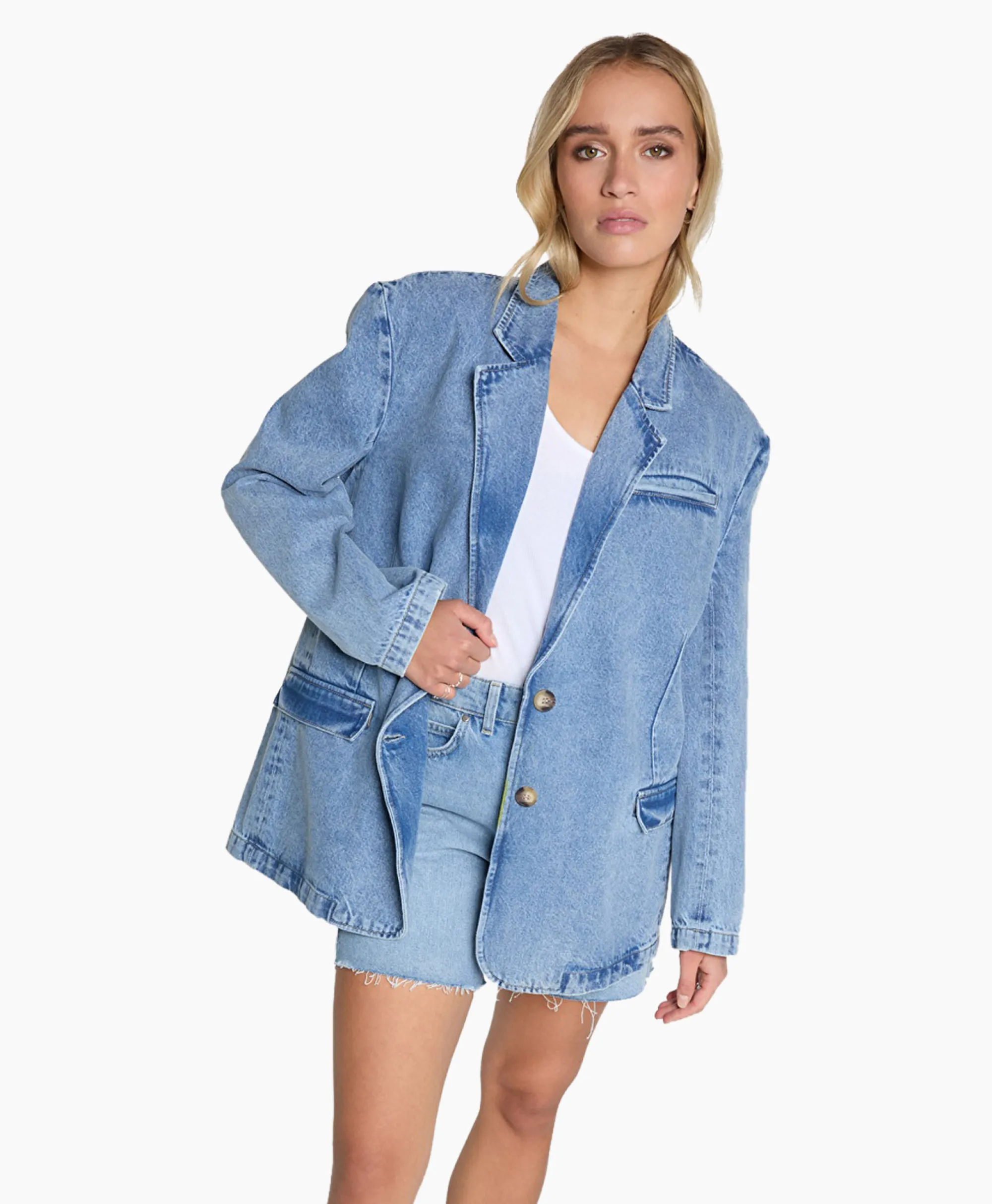 Alix The Label Blazer Woven Denim Blauw*Dames Blazers