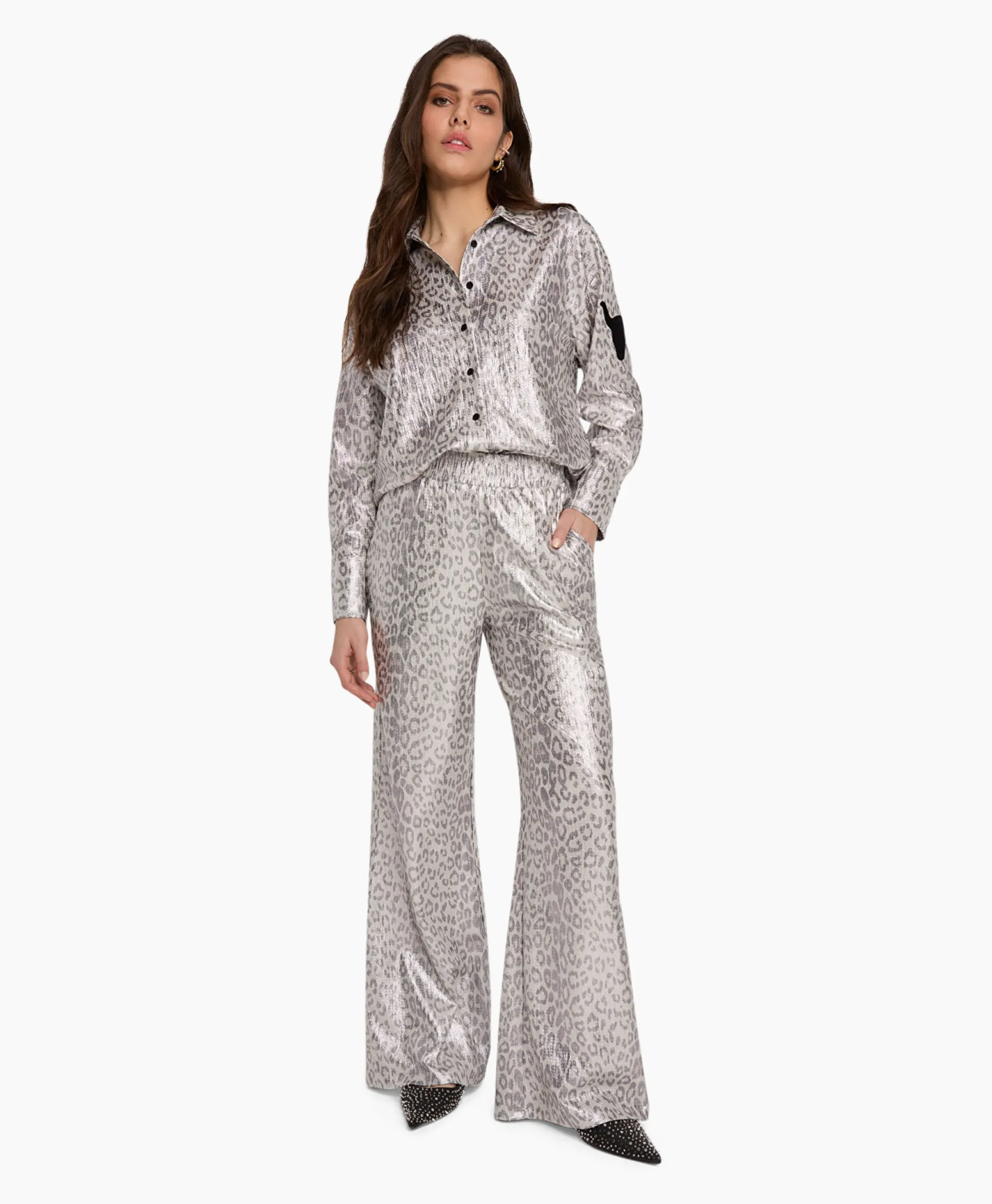 Alix The Label Blouse Knitted Leopard Zilver*Dames Blouses