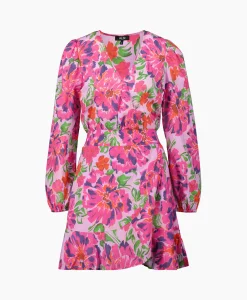 Alix The Label Jurk Ladies Woven Painted Flower Broderie Dress Print + 2 Kleurig*Dames Bruiloftskleding