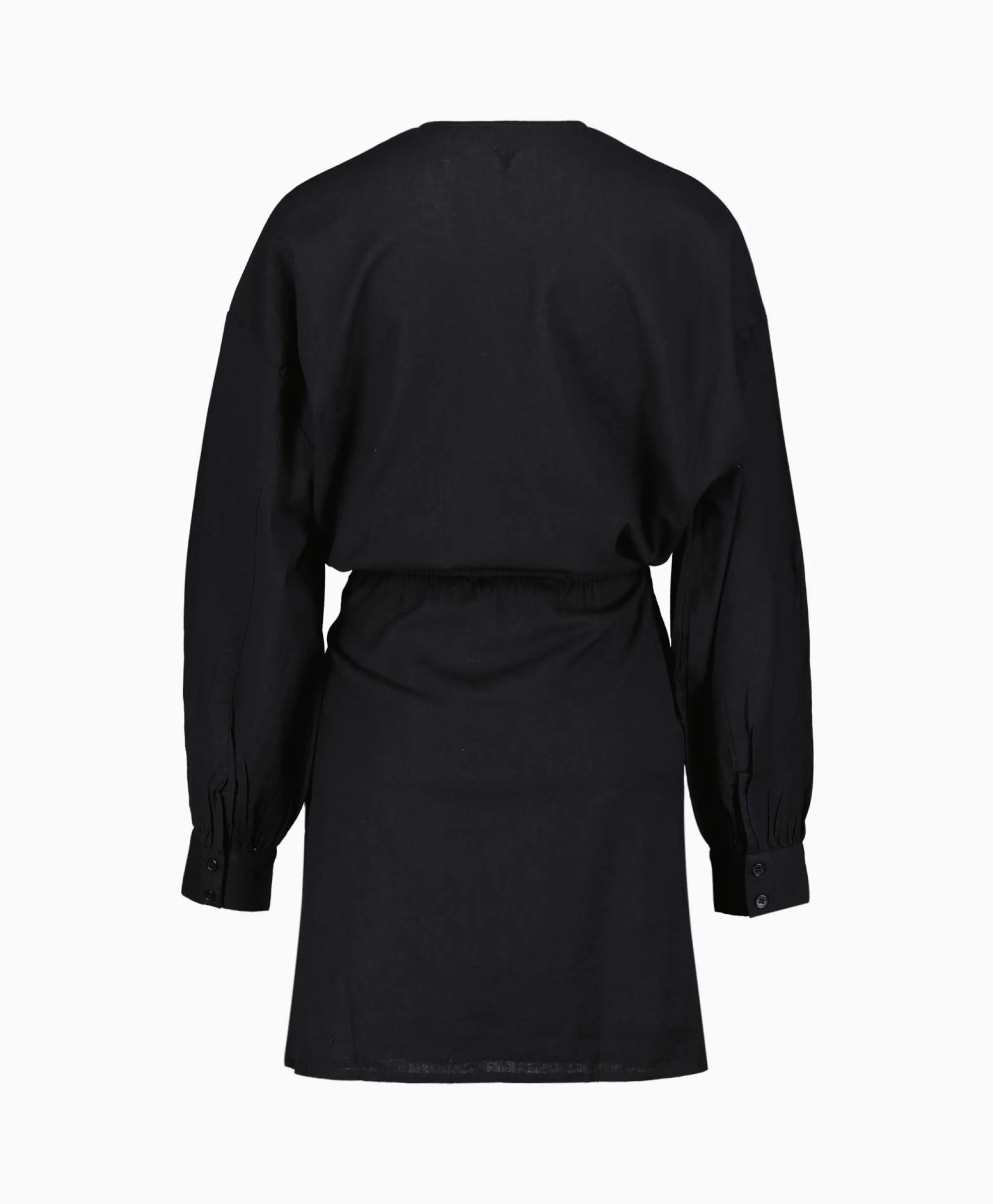 Alix The Label Jurk Ladies Woven Linen Look Wrap Dress Zwart*Dames Bruiloftskleding