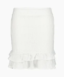 Alix The Label Minirok Knitted Jersey Broderie Skirt Off White*Dames Rokken