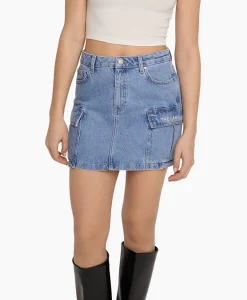 Alix The Label Minirok Woven Denim Cargo Blauw*Dames Rokken