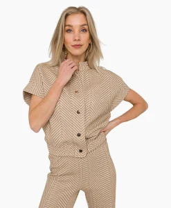 Anna Van Toor Gilet 26A11-02097 Zand*Dames Blouses