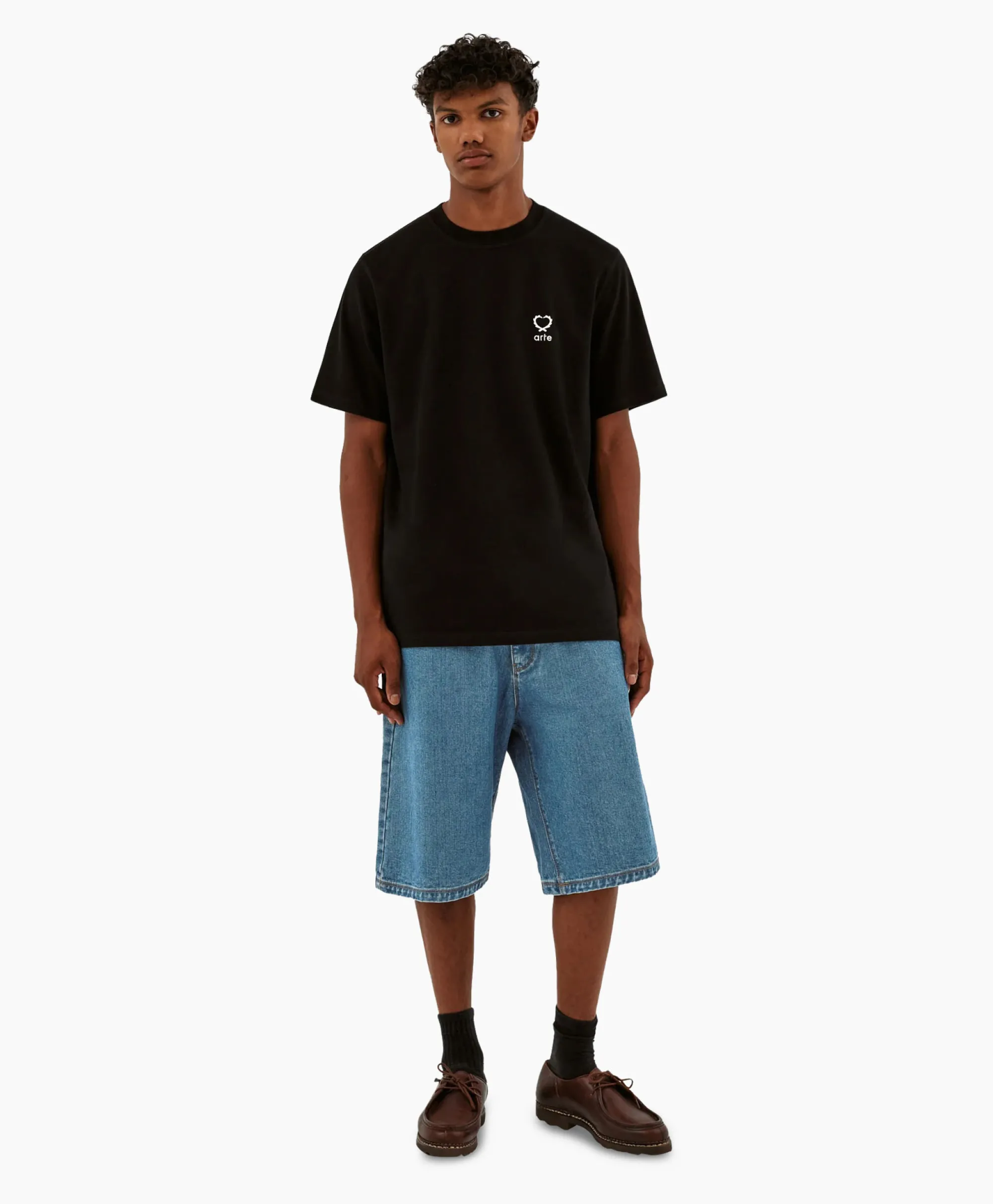 Arte Antwerp T-Shirt Korte Mouw Hearts Leaves Arte Logo Chest Zwart*Heren T-Shirts