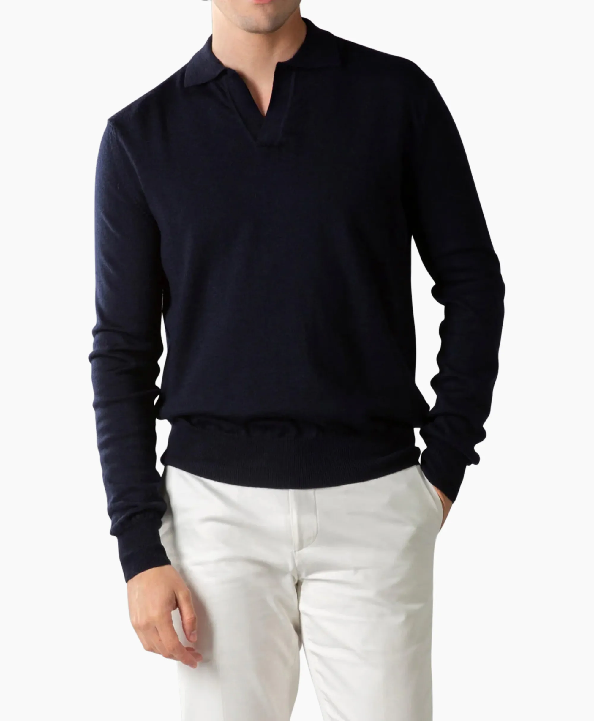 Aurelien Pullover Buttonless Polo L Donker Blauw*Heren Truien