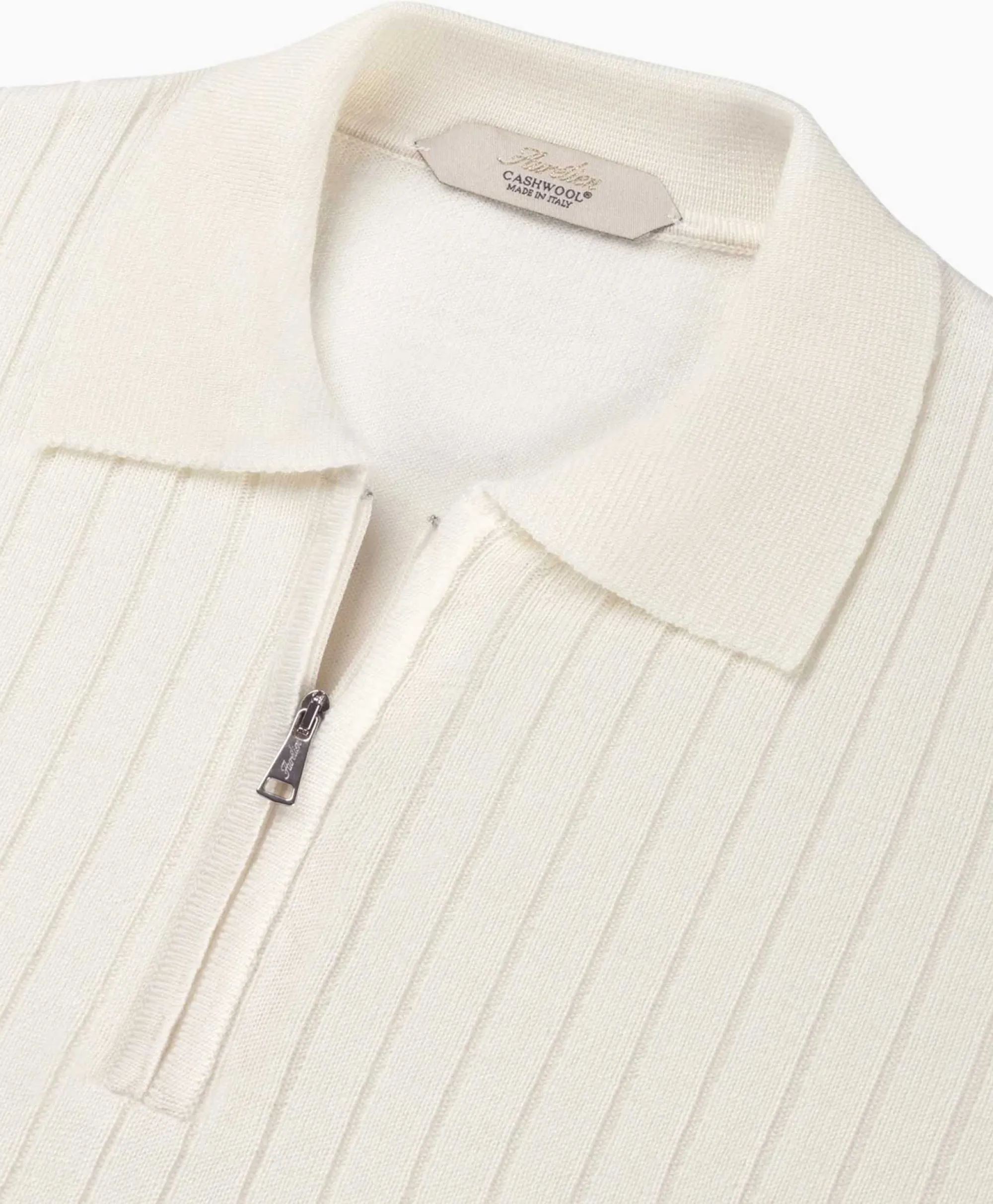 Aurelien Pullover Rib Zip Polos Ls Ivoor / Naturel*Heren Truien