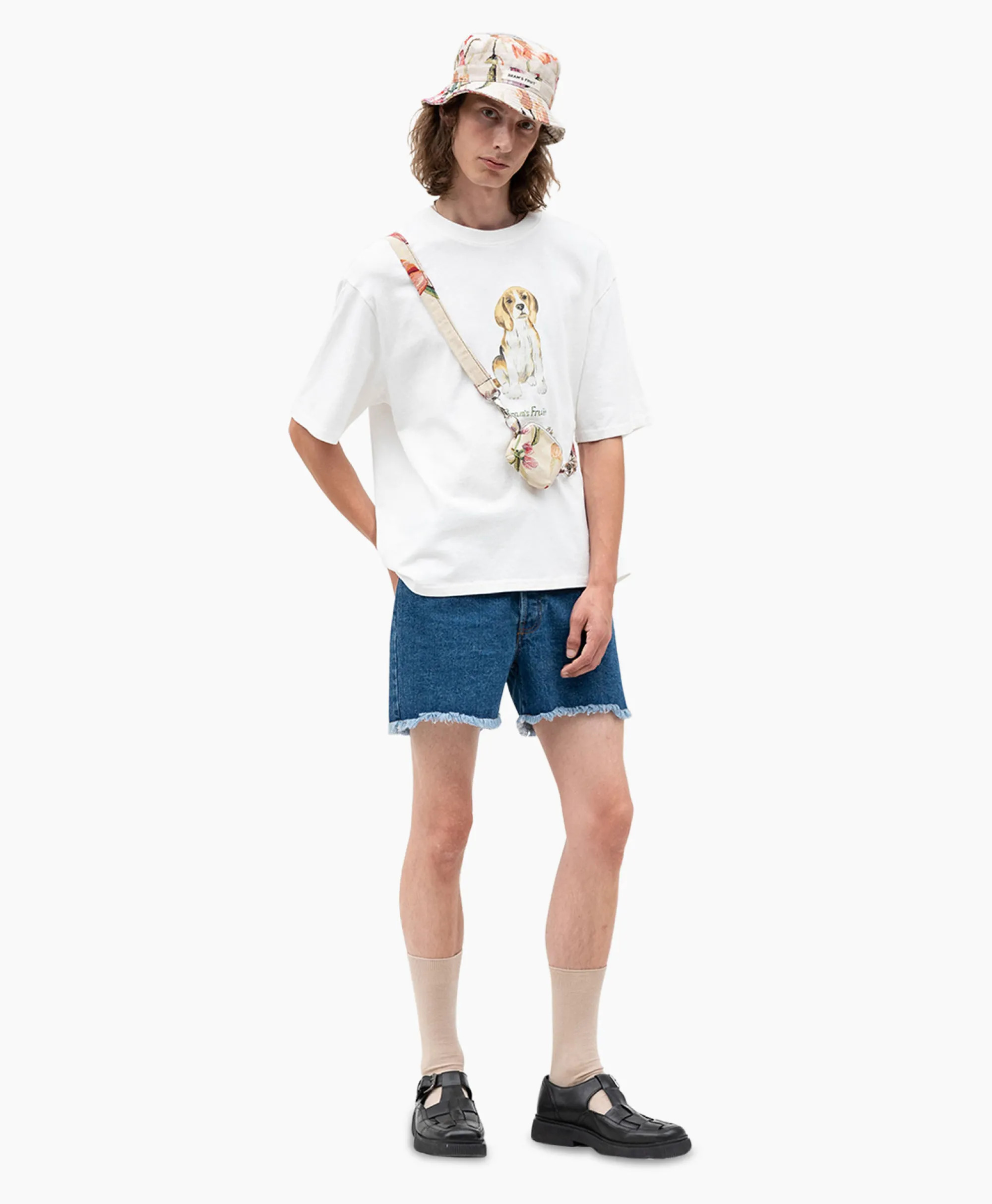 Bram's Fruit Bram's Fruit T-Shirt Korte Mouw Beagle Aquarel Wit*Heren T-Shirts