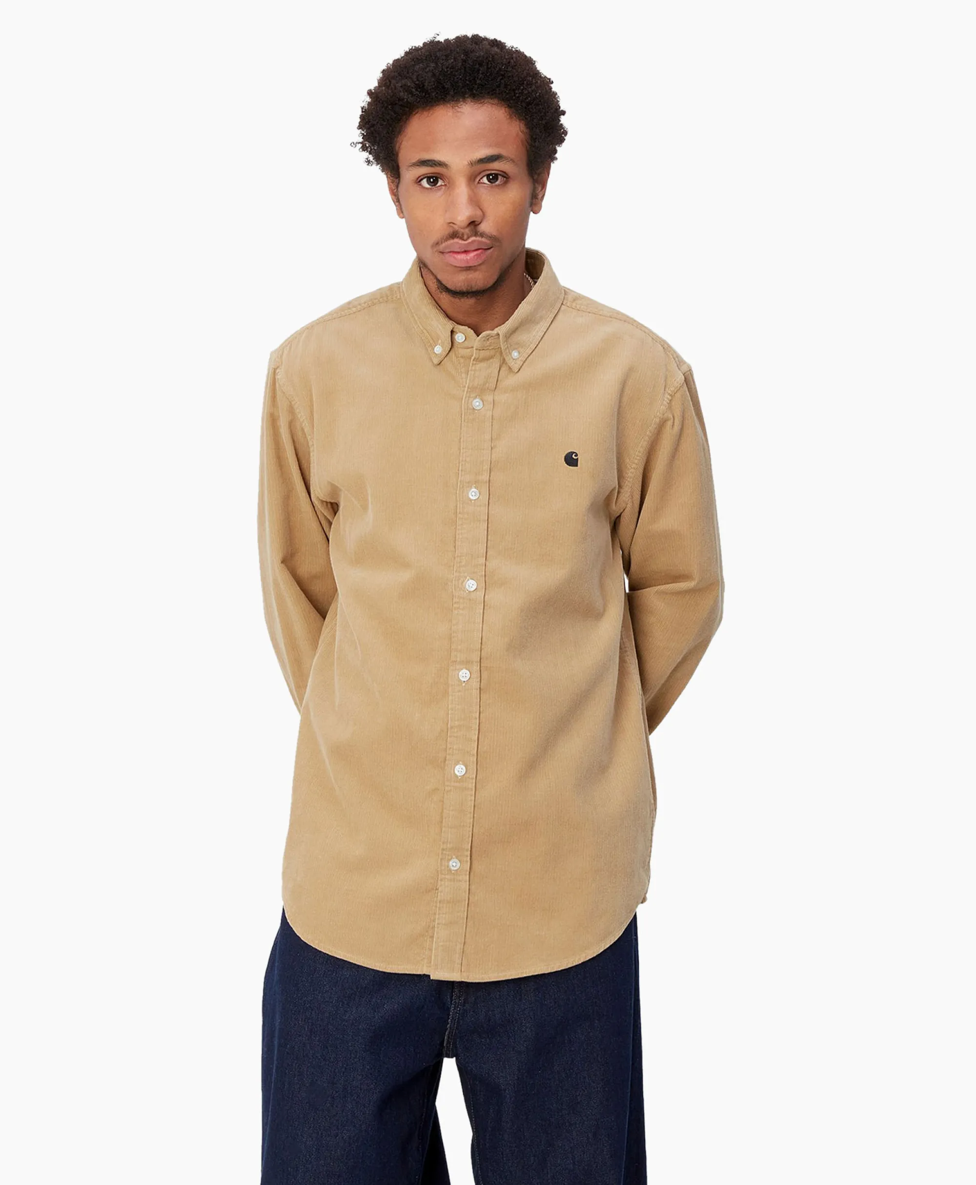 Carhartt Wip Overhemd L/S Madison Fine Cord Beige*Heren Overhemden
