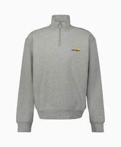 Carhartt Wip Sweater Half Zip American Script Grijs*Heren Truien