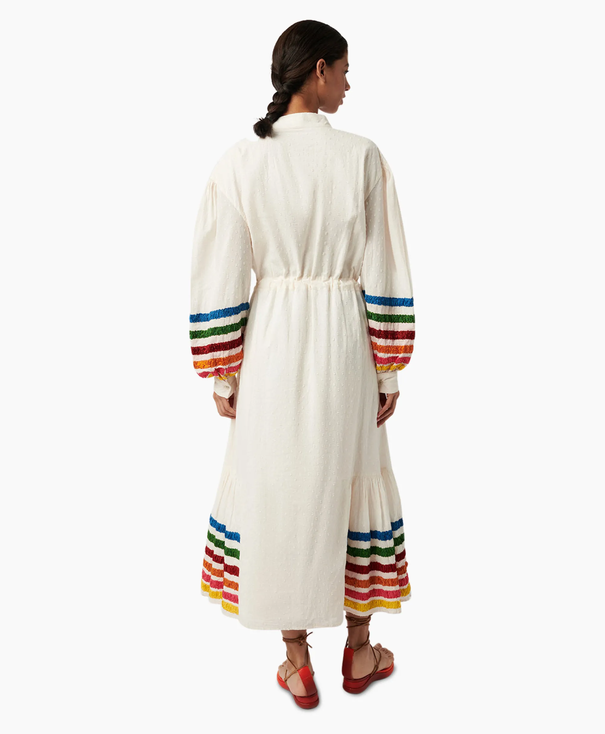 Chufy Maxi Jurk Lena Embroidered Off White*Dames Bruiloftskleding