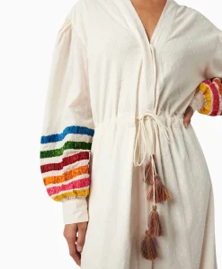 Chufy Maxi Jurk Lena Embroidered Off White*Dames Bruiloftskleding