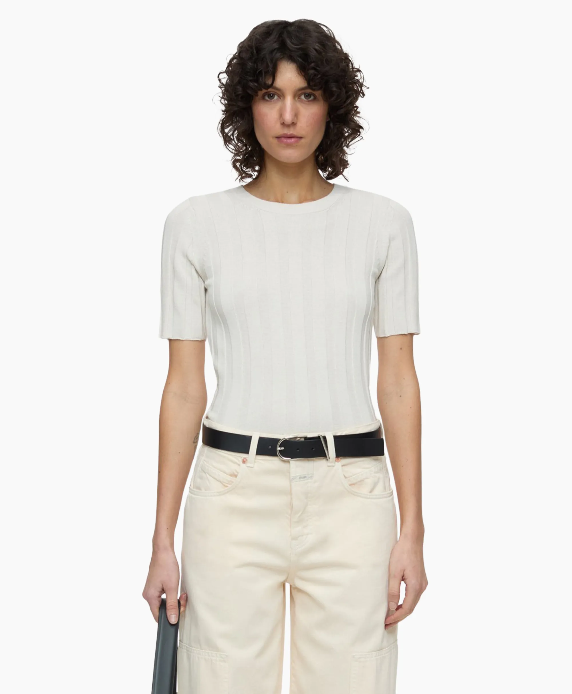 Closed Top Crew Neck Short Sleeve Ecru*Dames T-Shirts & Tops