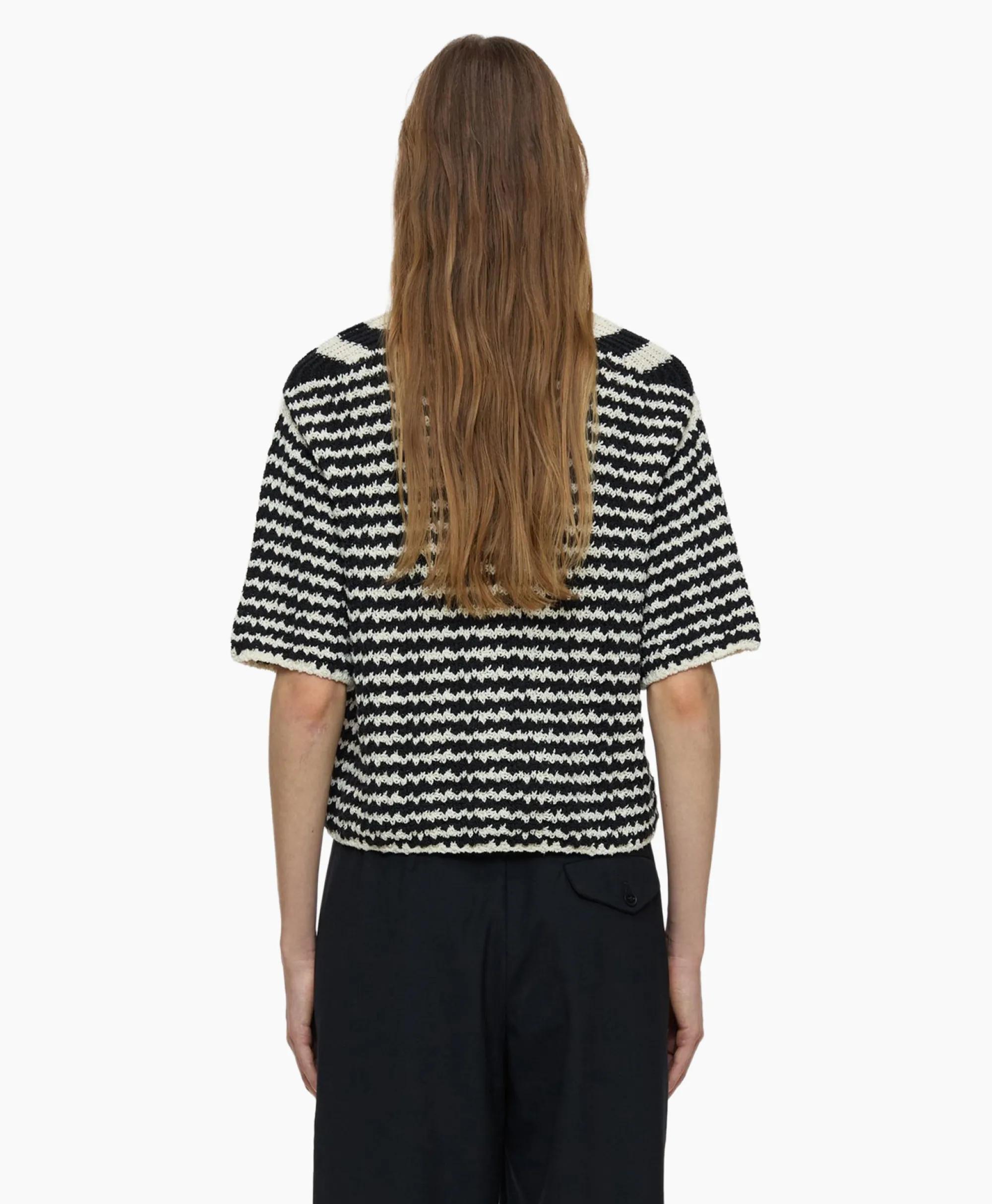 Closed Vest V Short Sleeve Zwart*Dames Vesten