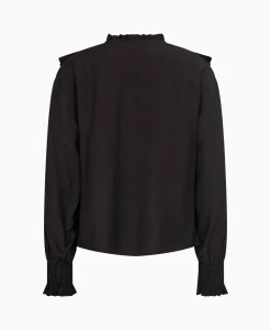 Co'couture Co'Couture Blouse Angus Frill Zwart*Dames Blouses