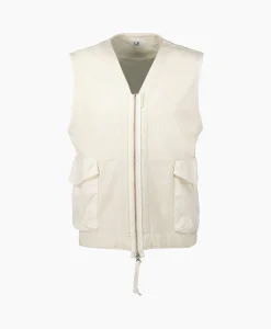 Cp Company Bodywarmer Heavy Jersey Mixed Zipped Wit*Heren Jassen