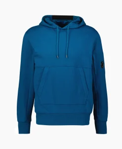 Cp Company Hoodie Diagonal Raised Fleece Blauw*Heren Truien