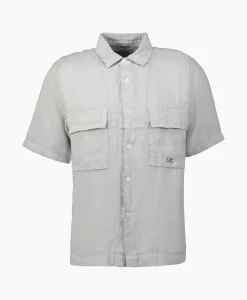 Cp Company Overhemd Linen Grijs*Heren Overhemden