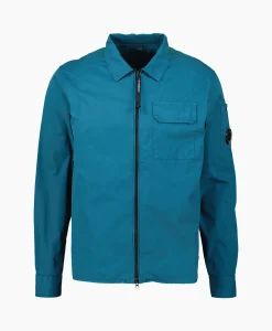 Cp Company Overshirt Gabardine Zipped Blauw*Heren Jassen