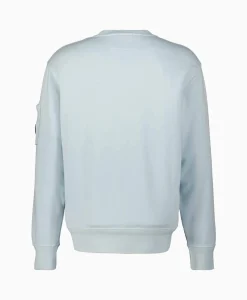 Cp Company Sweater Cotton Diagonal Fleece Lens Licht Blauw*Heren Truien