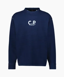 Cp Company Sweater Indigo Fleece Blauw*Heren Truien