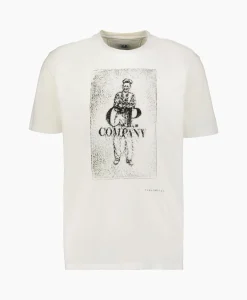 Cp Company T-Shirt Korte Mouw Jersey Artisinal Card Wit*Heren T-Shirts