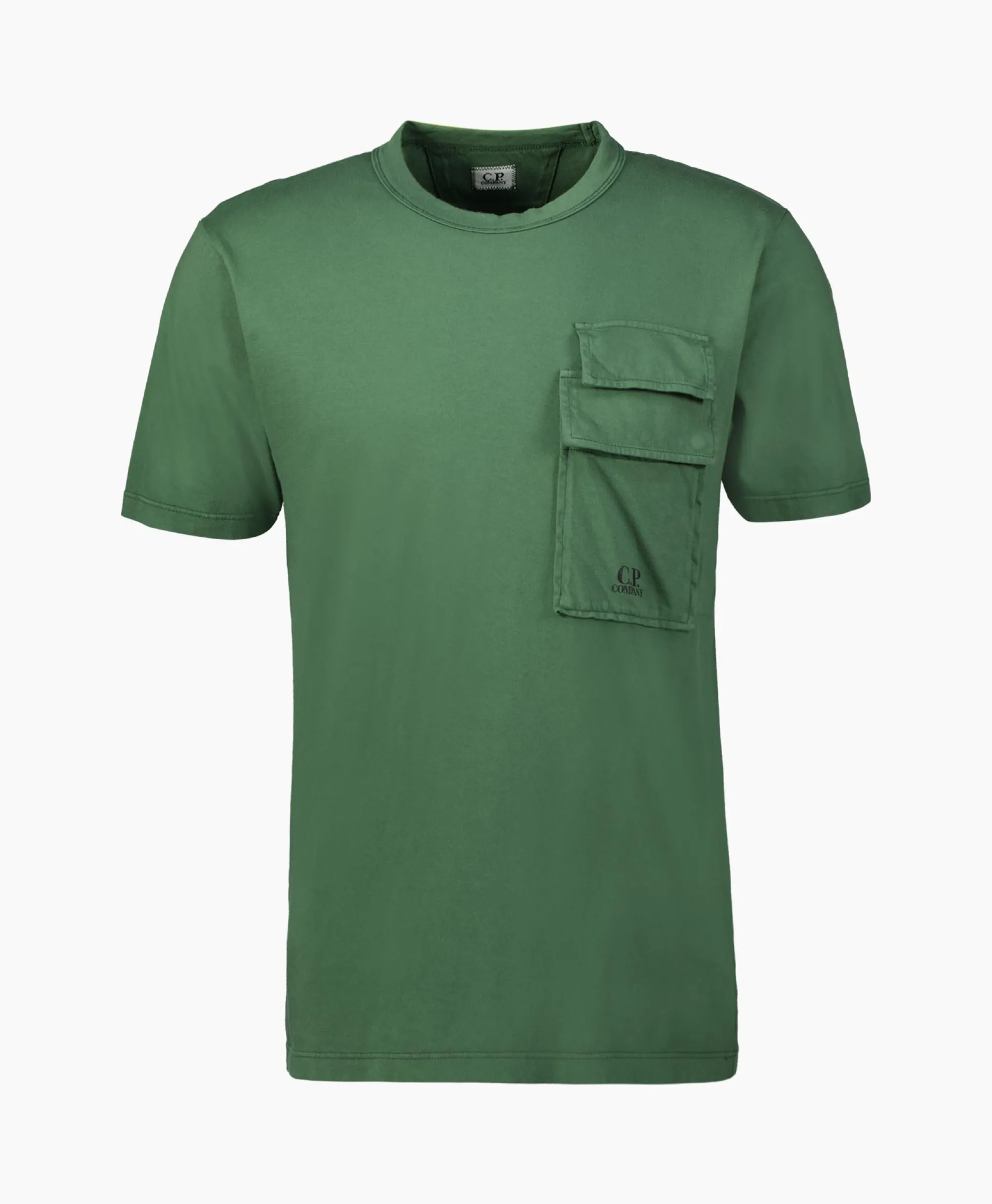 Cp Company T-Shirt Korte Mouw Jersey Flap Pocket Groen*Heren T-Shirts