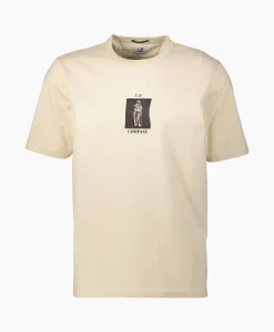 Cp Company T-Shirt Mercerized Jersey Graphic Ecru*Heren T-Shirts