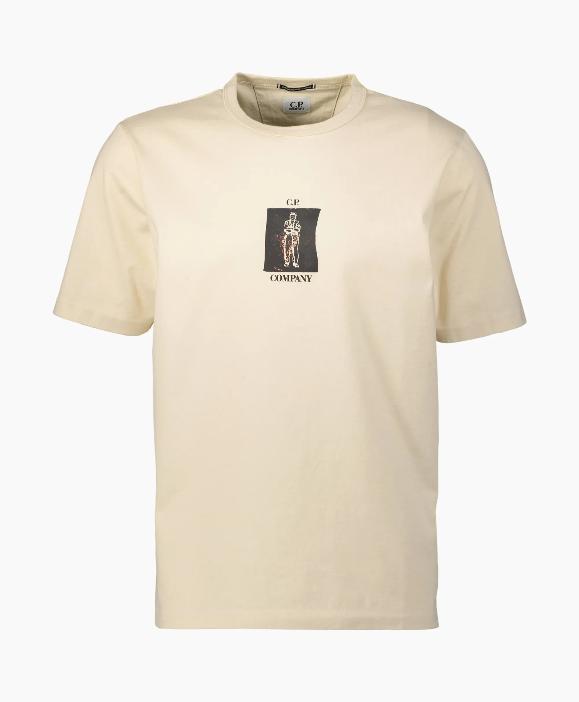 Cp Company T-Shirt Mercerized Jersey Graphic Ecru*Heren T-Shirts