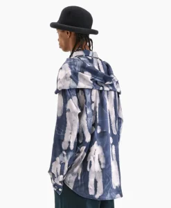 Flâneur Flaneur Overshirt Character Silk Hooded Blauw*Heren Jassen