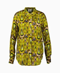 Forte_forte Blouse Print Satin Shirt Norther Light Geel*Dames Blouses