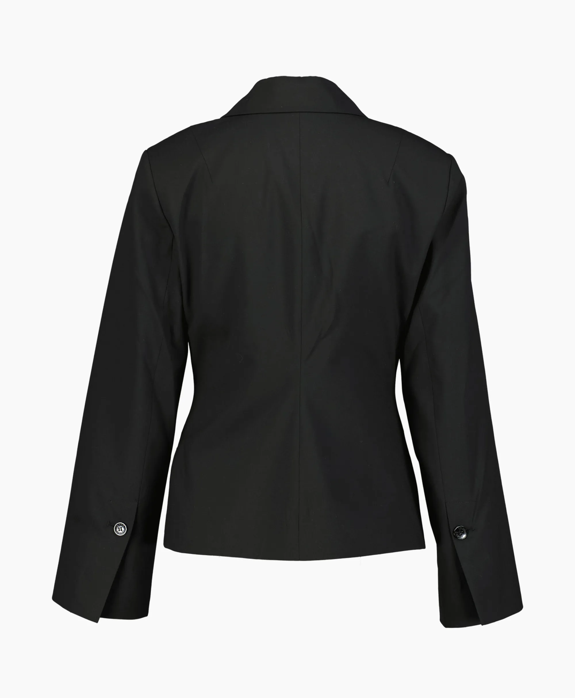 Ganni Blazer Drapey Melange Fitted Double Breasted Zwart*Dames Blazers