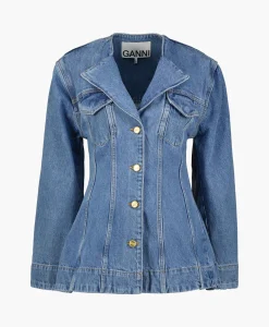 Ganni Jack Cutline Denim Fitted Midden Blauw*Dames Jassen