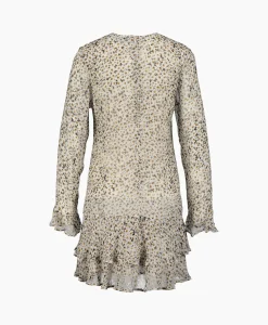 Ganni Mini Jurk Printed Light Georgette Dress Ecru*Dames Jurken