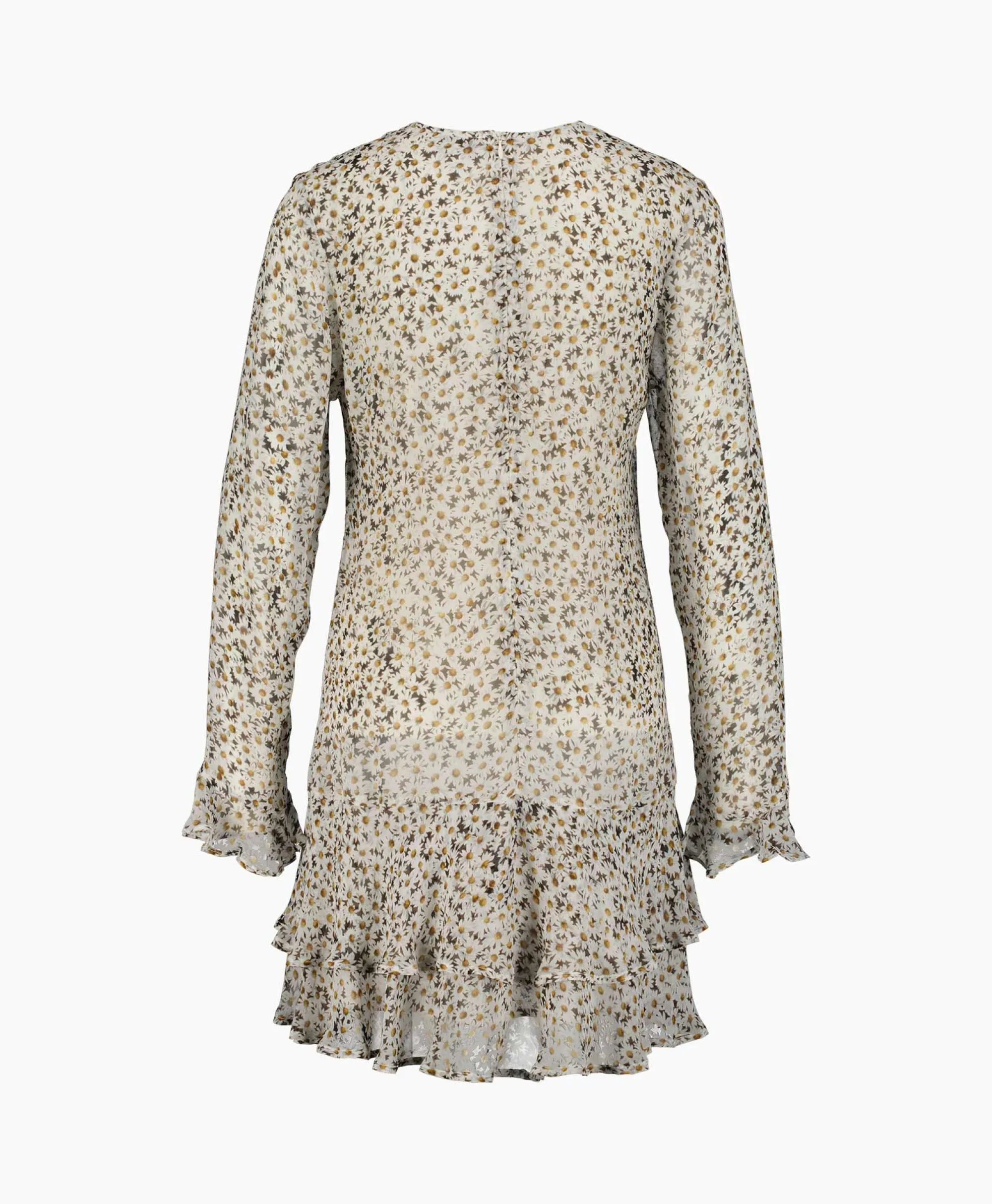 Ganni Mini Jurk Printed Light Georgette Dress Ecru*Dames Jurken