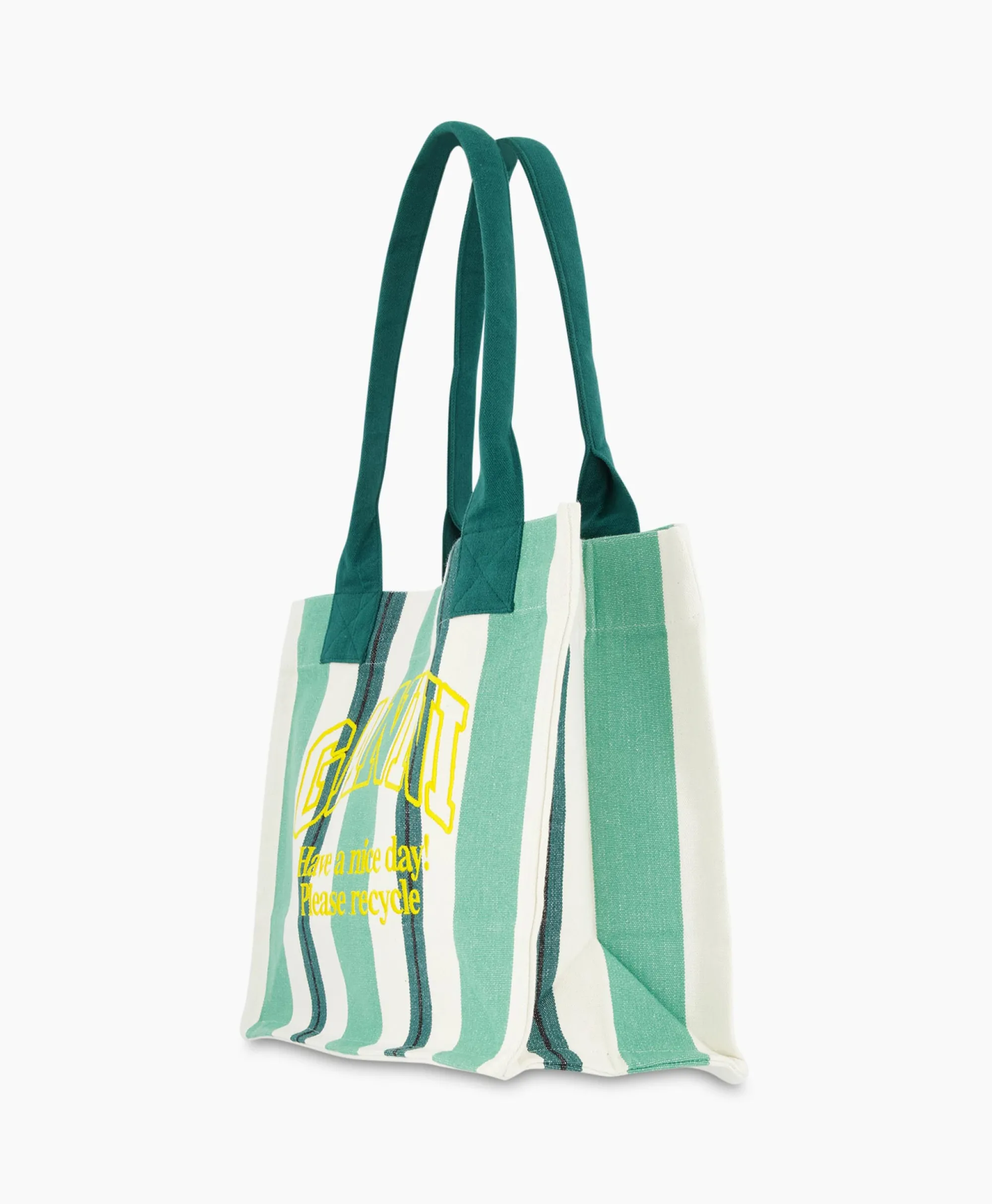 Ganni Shopper Large Easy Stripes Groen*Dames Tassen