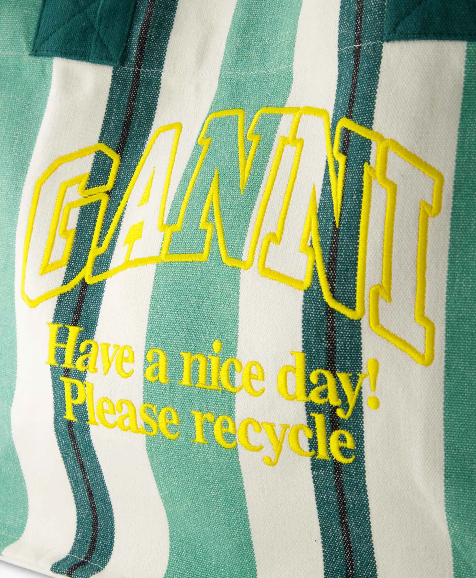 Ganni Shopper Large Easy Stripes Groen*Dames Tassen