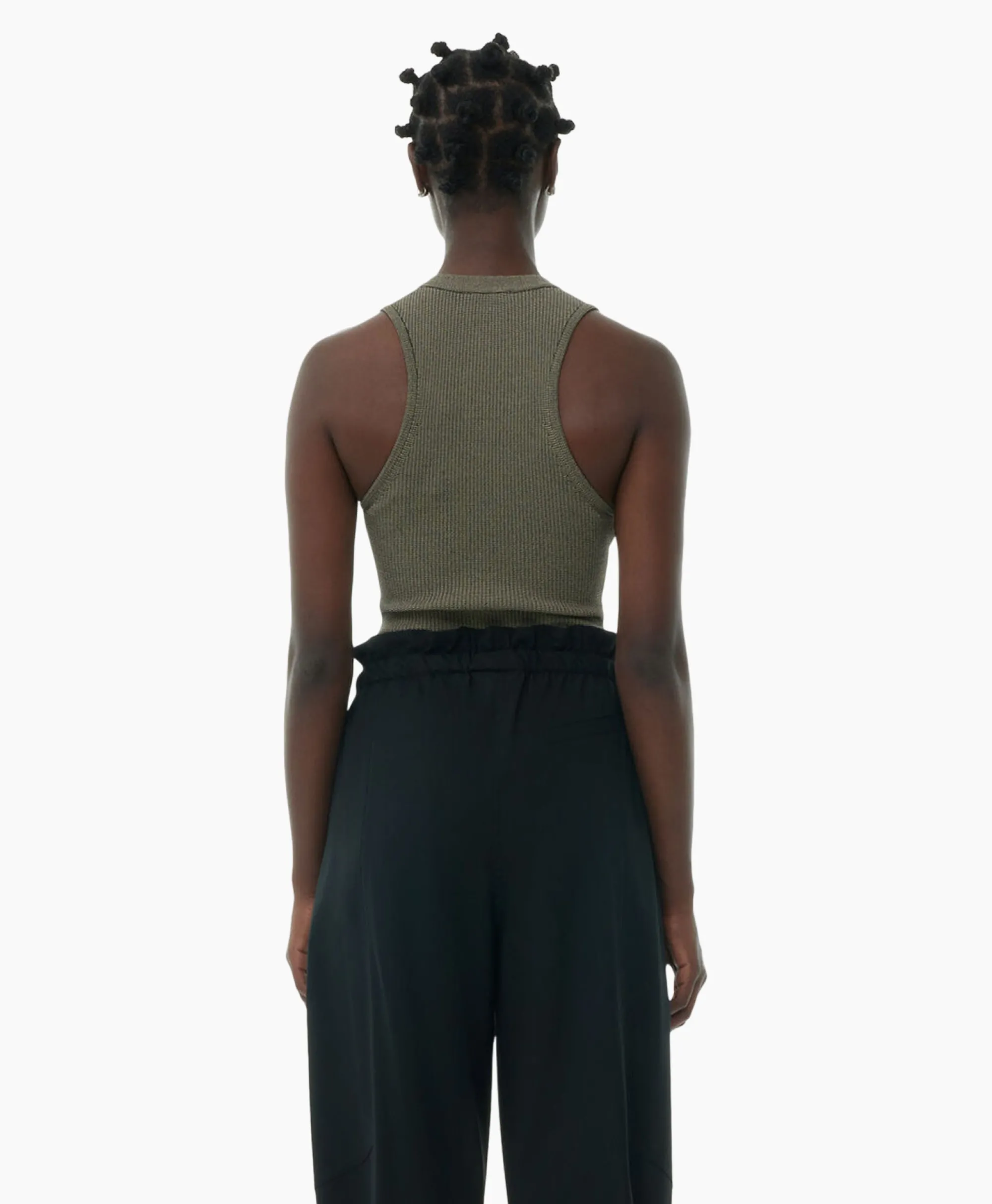 Ganni Top Melange Knit Sleeveless Bruin*Dames T-Shirts & Tops