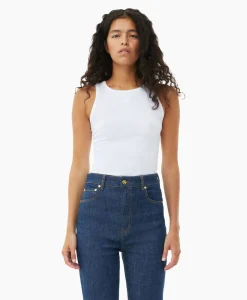 Ganni Top Soft Cotton Rib Tank Wit*Dames T-Shirts & Tops