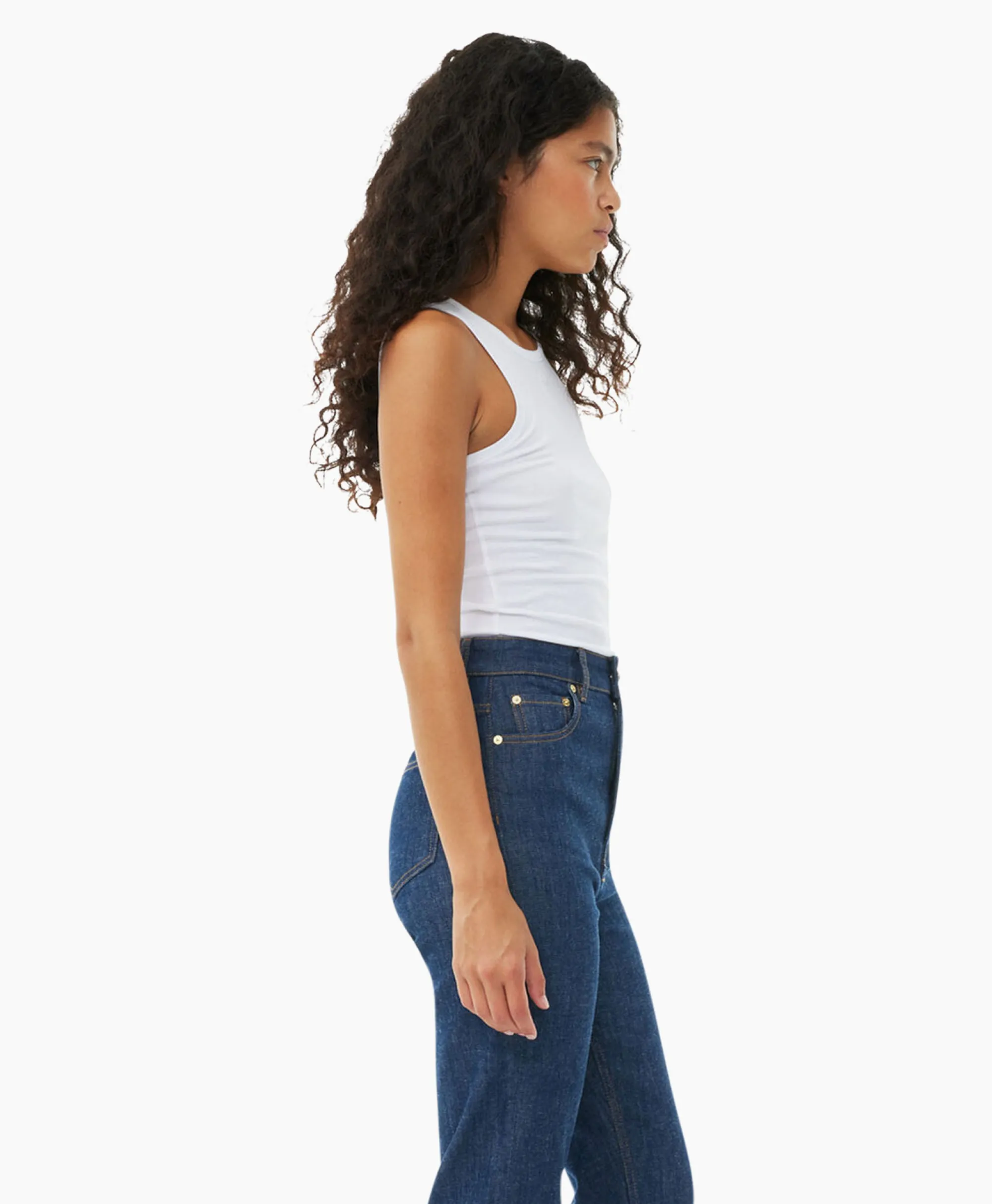 Ganni Top Soft Cotton Rib Tank Wit*Dames T-Shirts & Tops