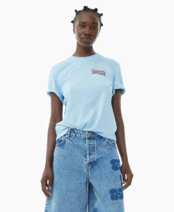 Ganni T-Shirt Korte Mouw Thin Jersey Loveclub Relaxed Licht Blauw*Dames T-Shirts & Tops