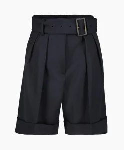 Golden Goose Korte Broek Golden W's Short Compact Gabardine Woo Donker Blauw*Dames Broeken