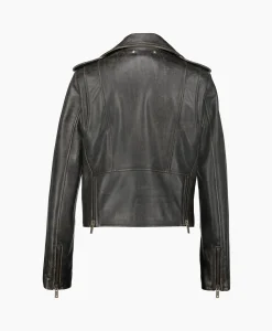 Golden Goose Leren Jas Golden W's Chiodo Distressed Bull Leathe Zwart*Dames Jassen