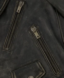 Golden Goose Leren Jas Golden W's Chiodo Distressed Bull Leathe Zwart*Dames Jassen