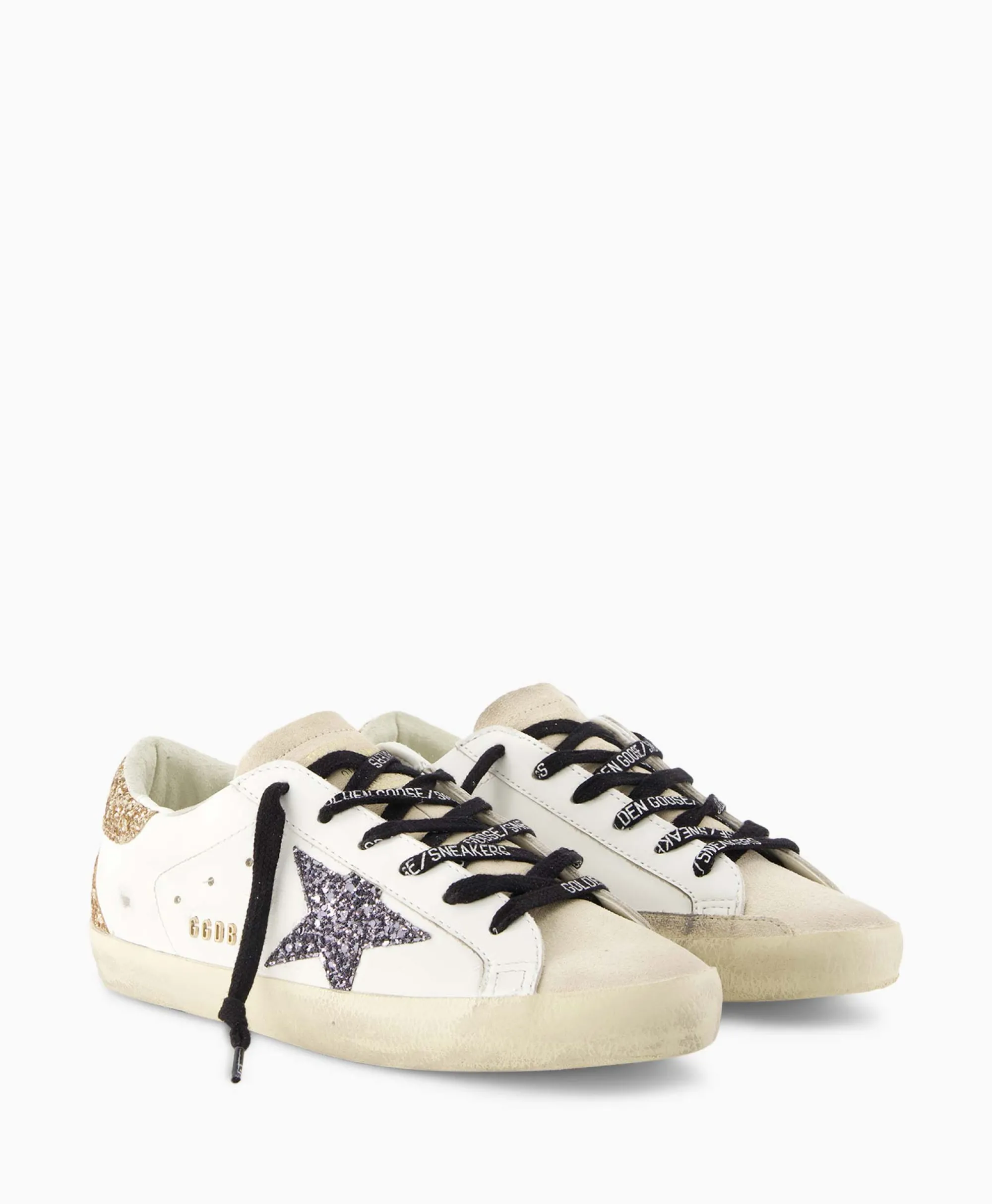 Golden Goose Sneaker Super-Star Leather Upper Glitter Star Off White*Dames Sneakers