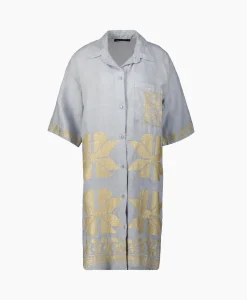 Greek Archaic Kori Maxi Jurk Aeolis Pocket Licht Grijs*Dames Bruiloftskleding