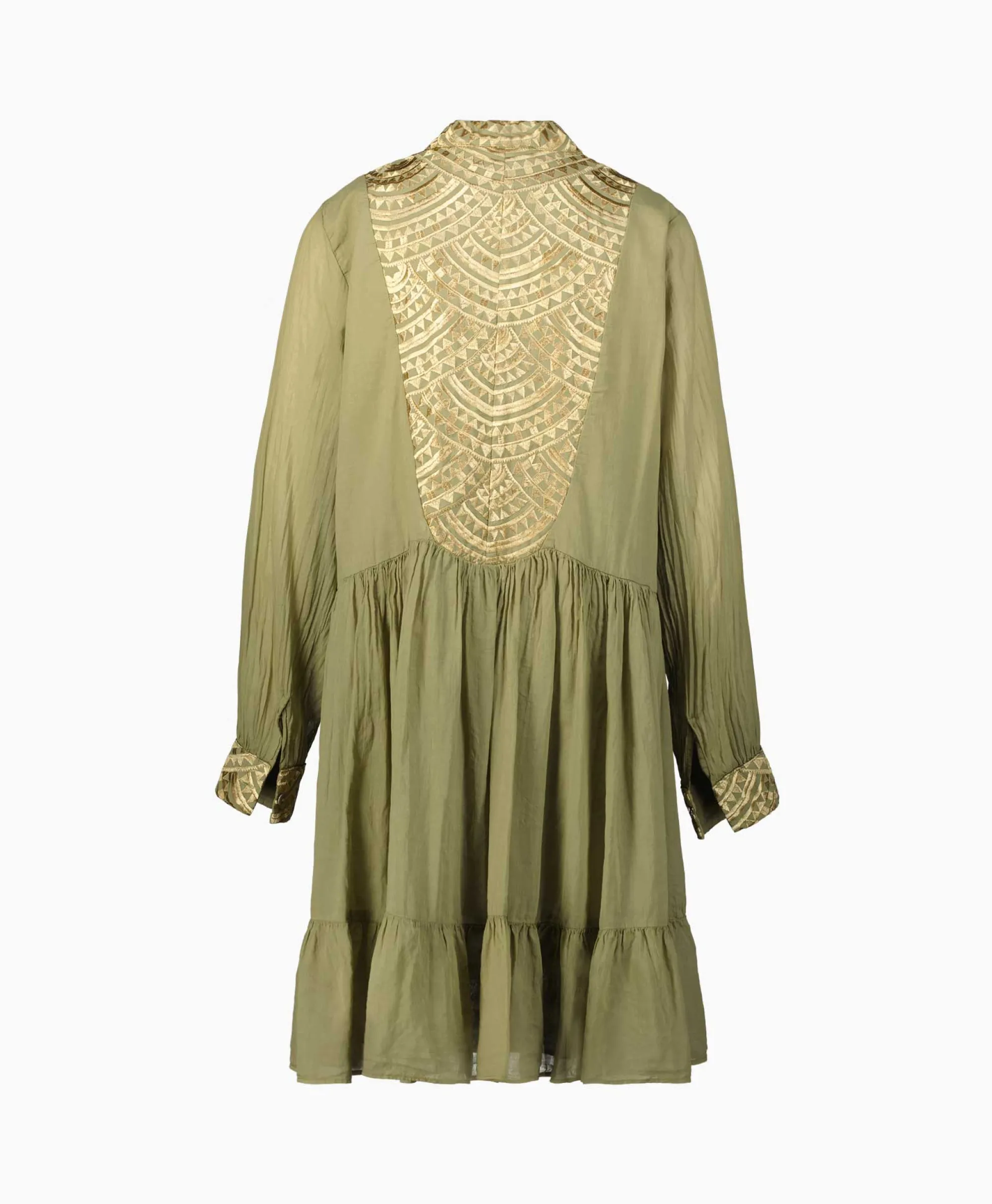 Greek Archaic Kori Mini Jurk Short New All Over Cotton Goud*Dames Bruiloftskleding