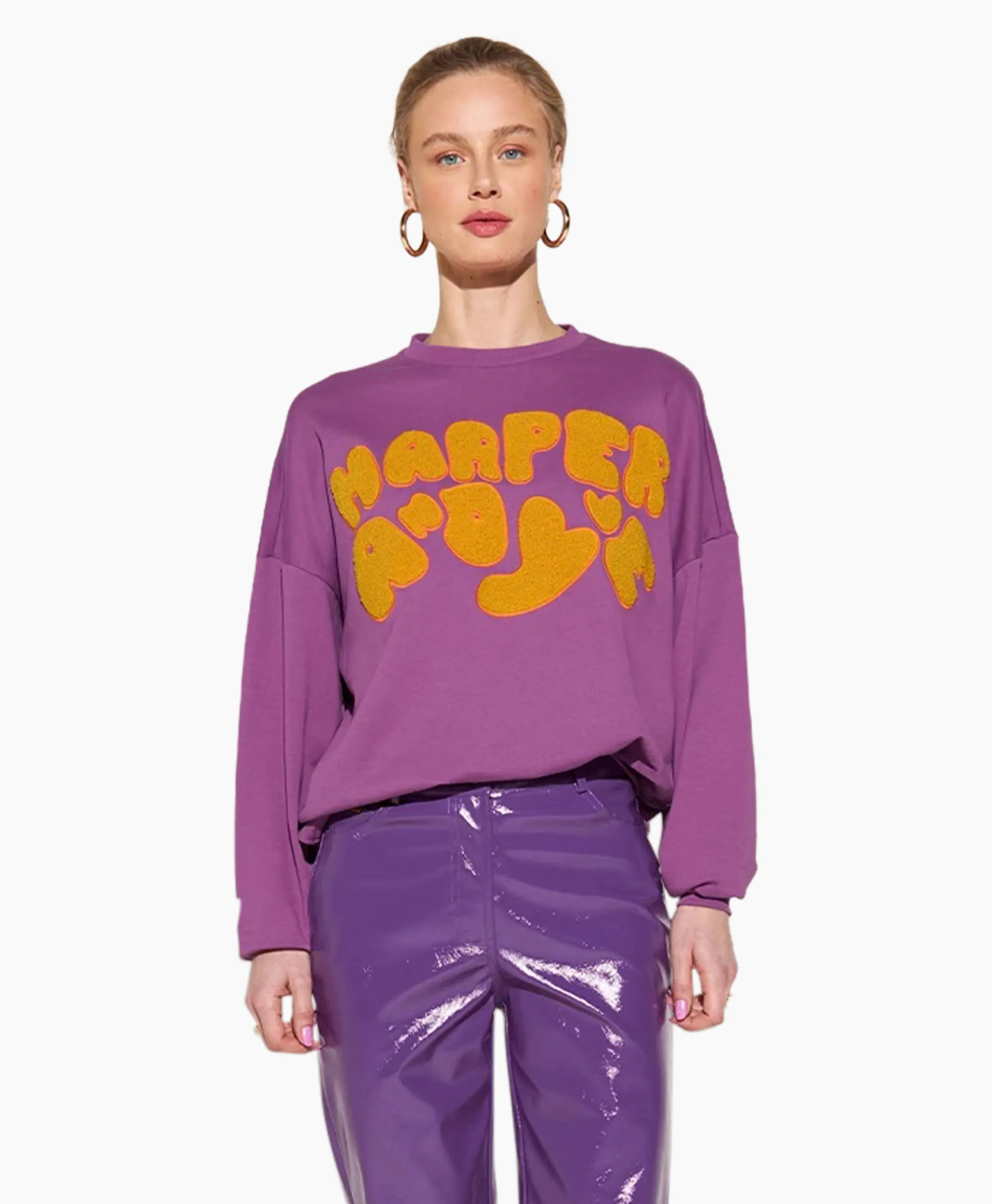 Harper & Yve Harper & Yve Pullover Logo-Sw Paars*Dames Truien