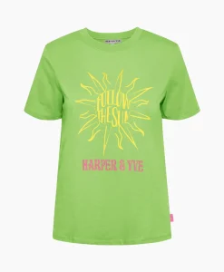 Harper & Yve Harper & Yve T-Shirt Korte Mouw Followthesun-Ss Groen*Dames T-Shirts & Tops