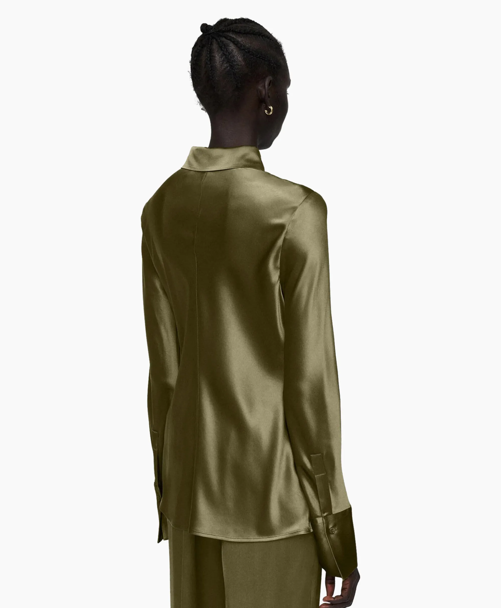 Joseph Blouse Brunel Silk Satin Olijf*Dames Blouses