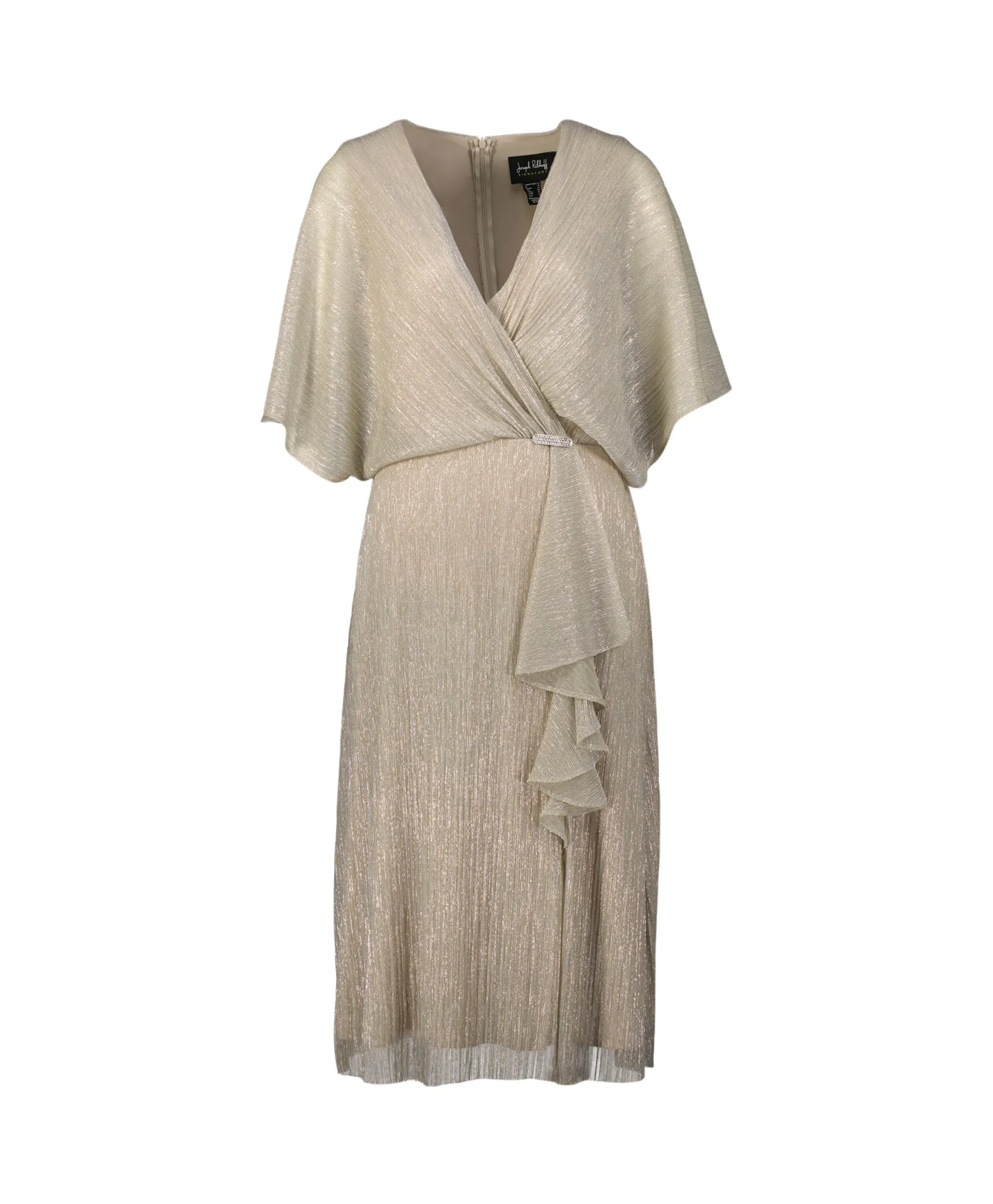 Joseph Ribkoff Midi Jurk Korte Mouwen Wikkel Champagne*Dames Jurken